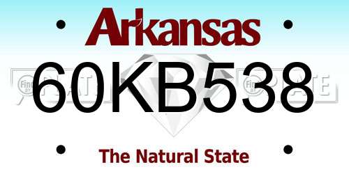 60KB538 Arkansas License Plate