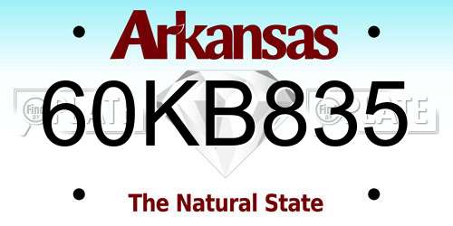 60KB835 Arkansas License Plate