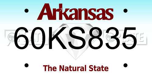 60KS835 Arkansas License Plate