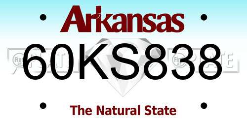 60KS838 Arkansas License Plate