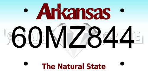 60MZ844 Arkansas License Plate