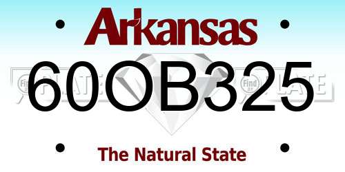 60OB325 Arkansas License Plate