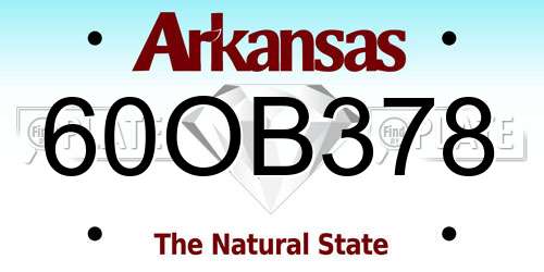 60OB378 Arkansas License Plate