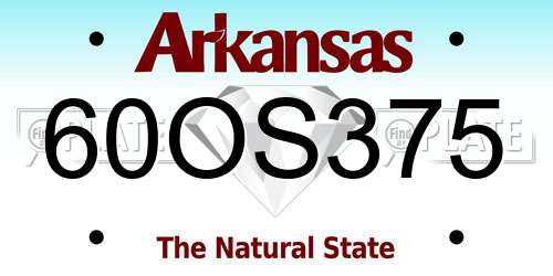 60OS375 Arkansas License Plate