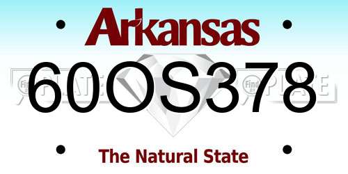 60OS378 Arkansas License Plate