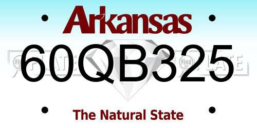 60QB325 Arkansas License Plate
