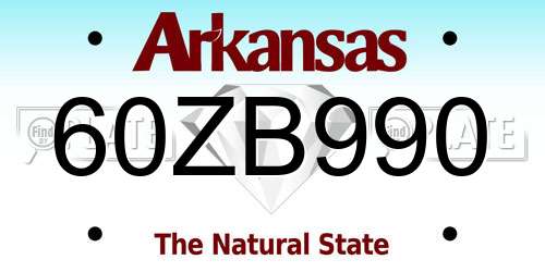 60ZB990 Arkansas License Plate