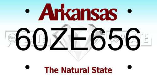 60ZE656 Arkansas License Plate