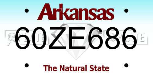 60ZE686 Arkansas License Plate