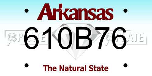 610B76 Arkansas License Plate