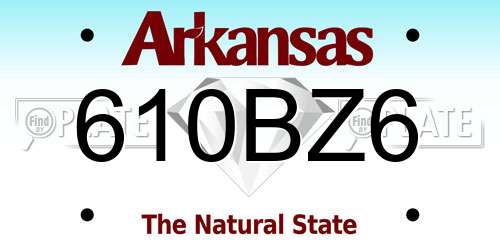 610BZ6 Arkansas License Plate