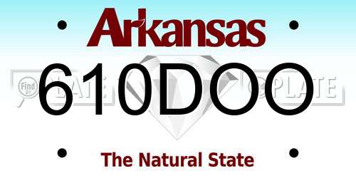 610DOO Arkansas License Plate