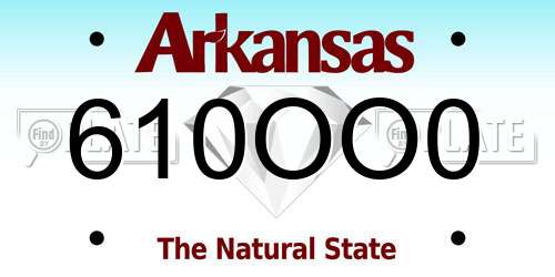 610OO0 Arkansas License Plate