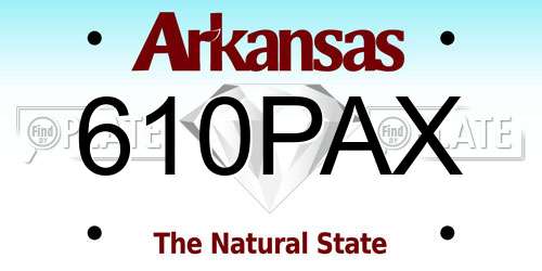 610PAX Arkansas License Plate