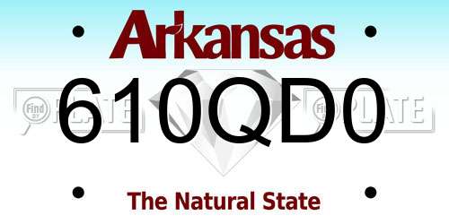610QD0 Arkansas License Plate
