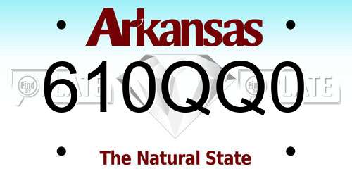 610QQ0 Arkansas License Plate