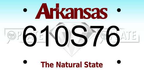 610S76 Arkansas License Plate