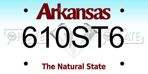 610ST6 Arkansas License Plate