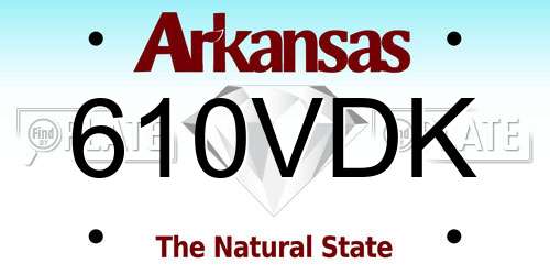 610VDK Arkansas License Plate