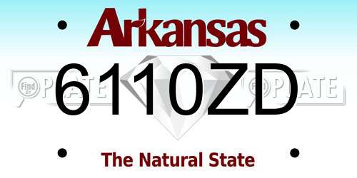 6110ZD Arkansas License Plate
