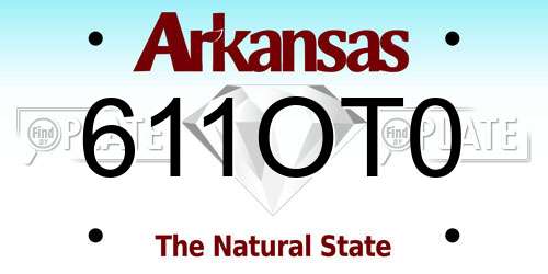 611OT0 Arkansas License Plate