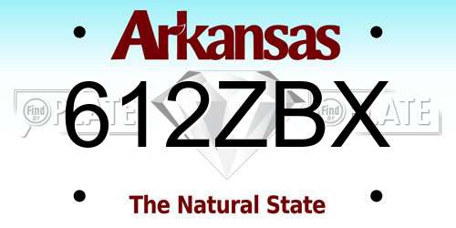 612ZBX Arkansas License Plate