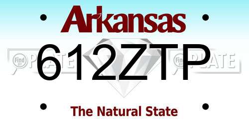 612ZTP Arkansas License Plate