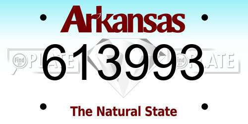 613993 Arkansas License Plate