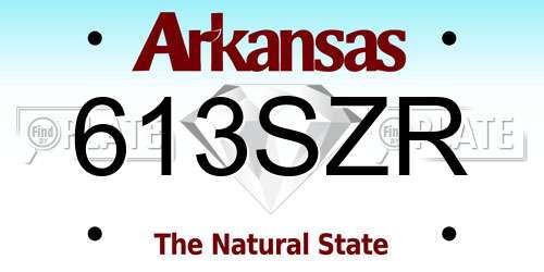 613SZR Arkansas License Plate