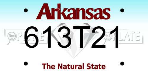 613T21 Arkansas License Plate