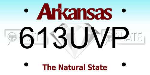 613UVP Arkansas License Plate