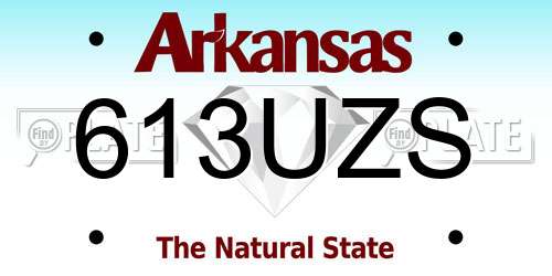 613UZS Arkansas License Plate