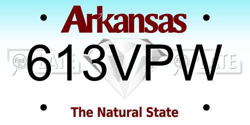 613VPW Arkansas License Plate