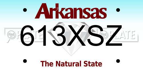 613XSZ Arkansas License Plate