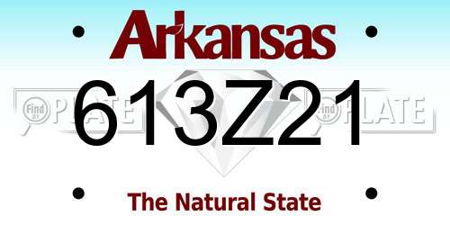 613Z21 Arkansas License Plate