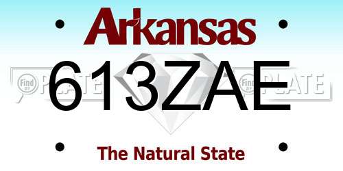 613ZAE Arkansas License Plate