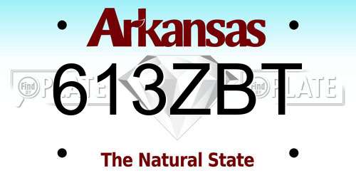 613ZBT Arkansas License Plate