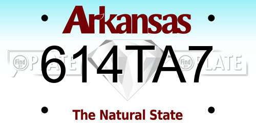 614TA7 Arkansas License Plate