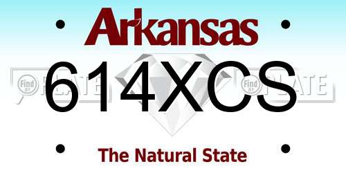 614XCS Arkansas License Plate