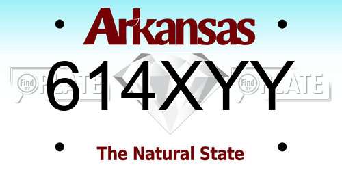 614XYY Arkansas License Plate
