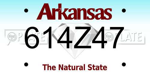 614Z47 Arkansas License Plate