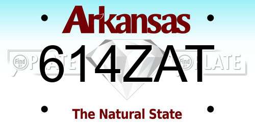614ZAT Arkansas License Plate