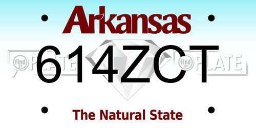 614ZCT Arkansas License Plate