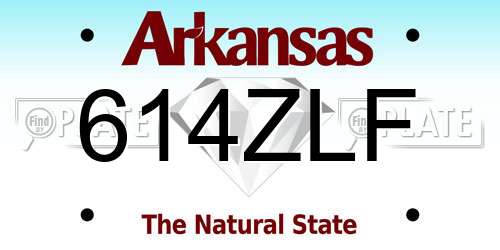 614ZLF Arkansas License Plate
