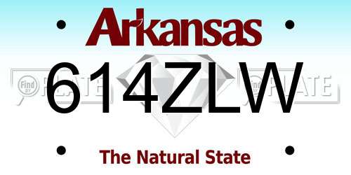 614ZLW Arkansas License Plate