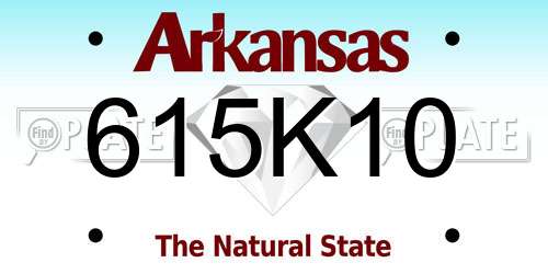 615K10 Arkansas License Plate