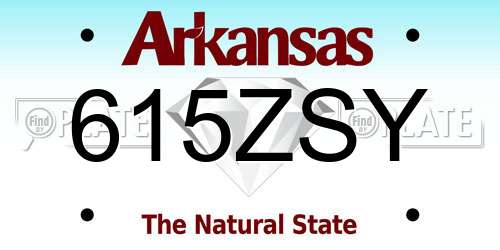 615ZSY Arkansas License Plate