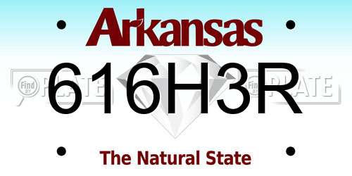 616H3R Arkansas License Plate