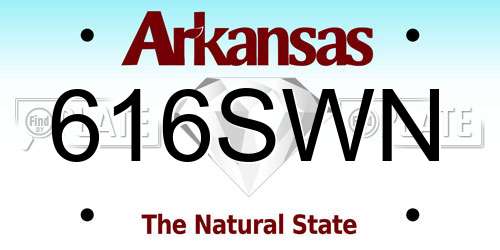 616SWN Arkansas License Plate