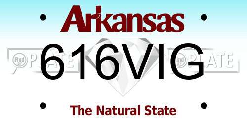 616VIG Arkansas License Plate